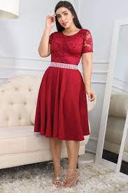 Vestido Midi Vermelho em Piquet com Renda verde